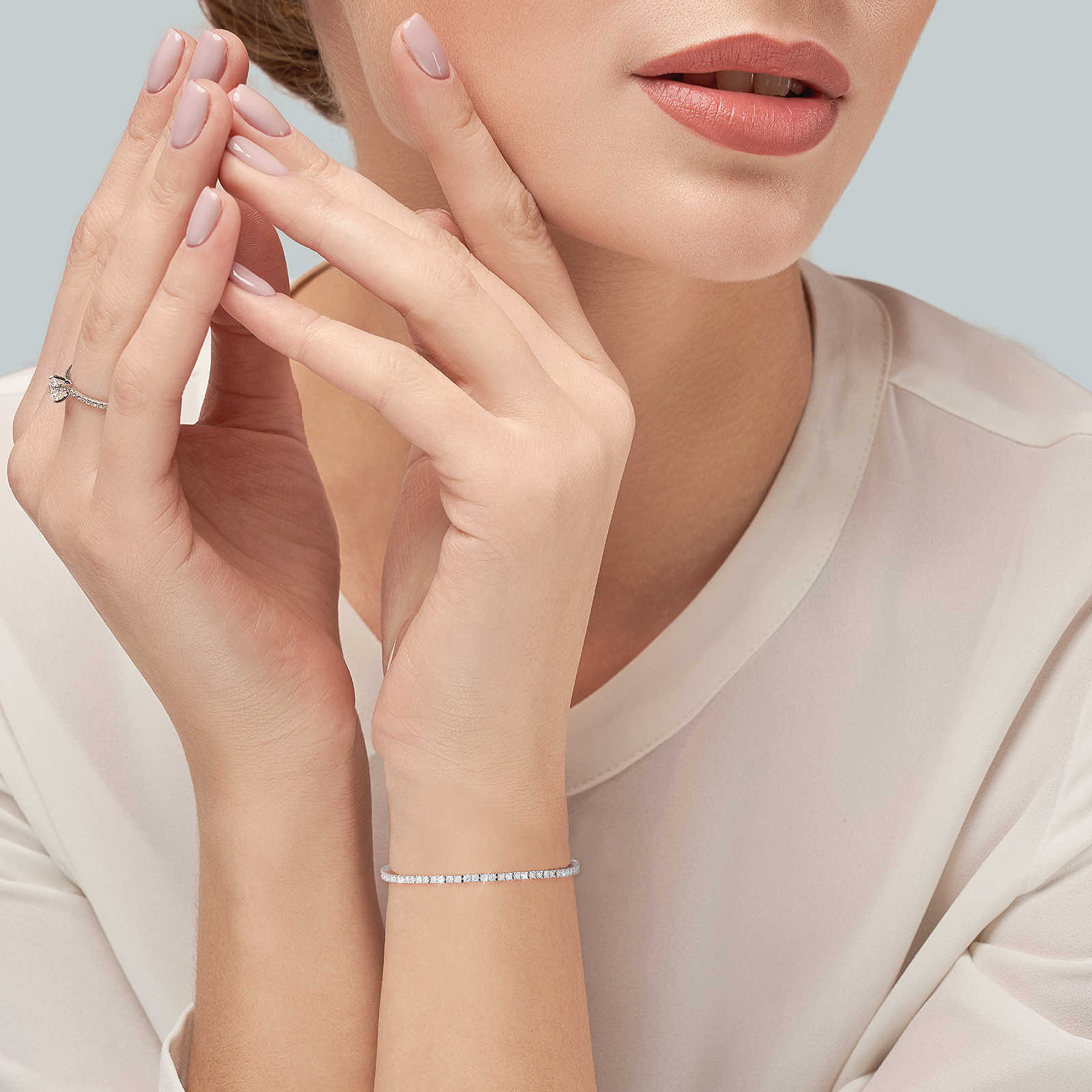 925 Sterling Silver Moissanite White Gold Plated Chain Sparkling 2MM VVS1 GRA Wedding Brides Jewelry Tennis Bracelet for Women