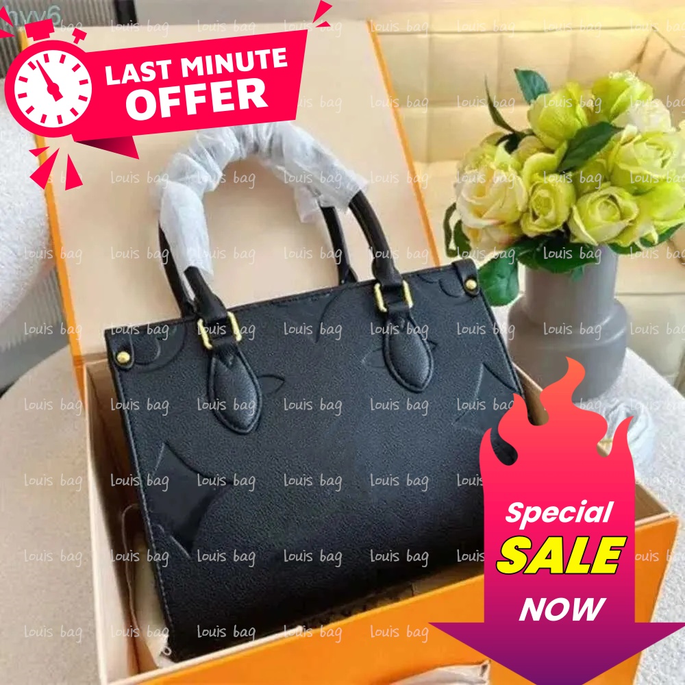 Designer Bag Onthegoities Embossed Black Flower Large Capacity On the go GM MM Leather The Tote Bag Fashion Women Shoulder Bag luxury Handbags Lady Crossbody Purse