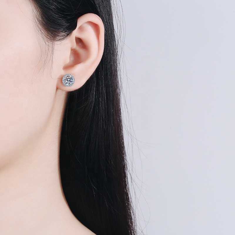 New Design Moissanite Jewelry 925 Sterling Silver Moissanite Stud Earring Engagement Moissanite Diamond Earring