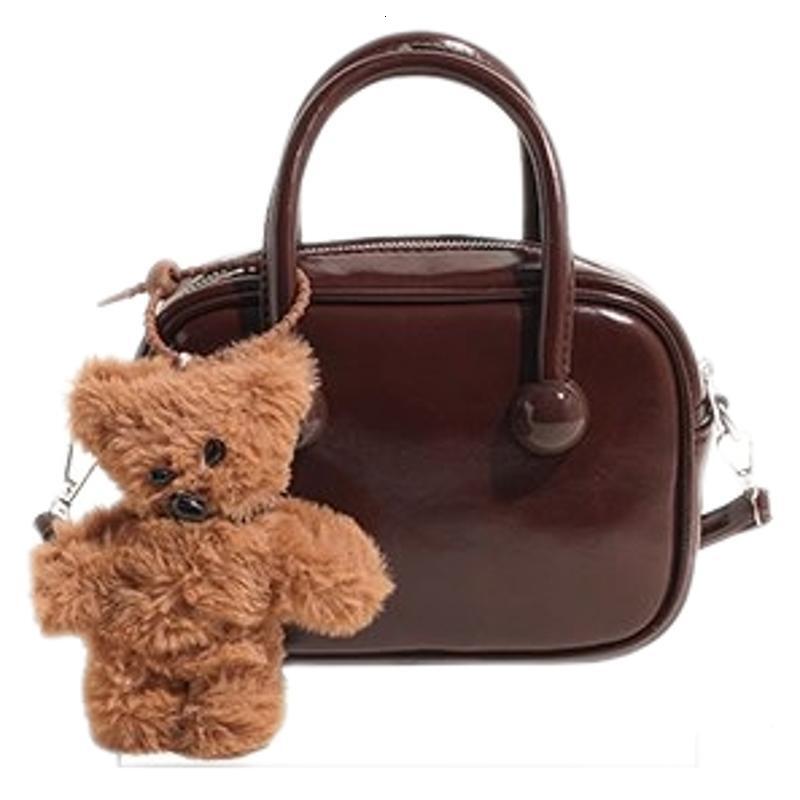 Little Bear Plush Doll Single Shoulder Crossbody With Unique Design Small Square Designer Handbag Cute Style Hand Pillow Women's Bag
