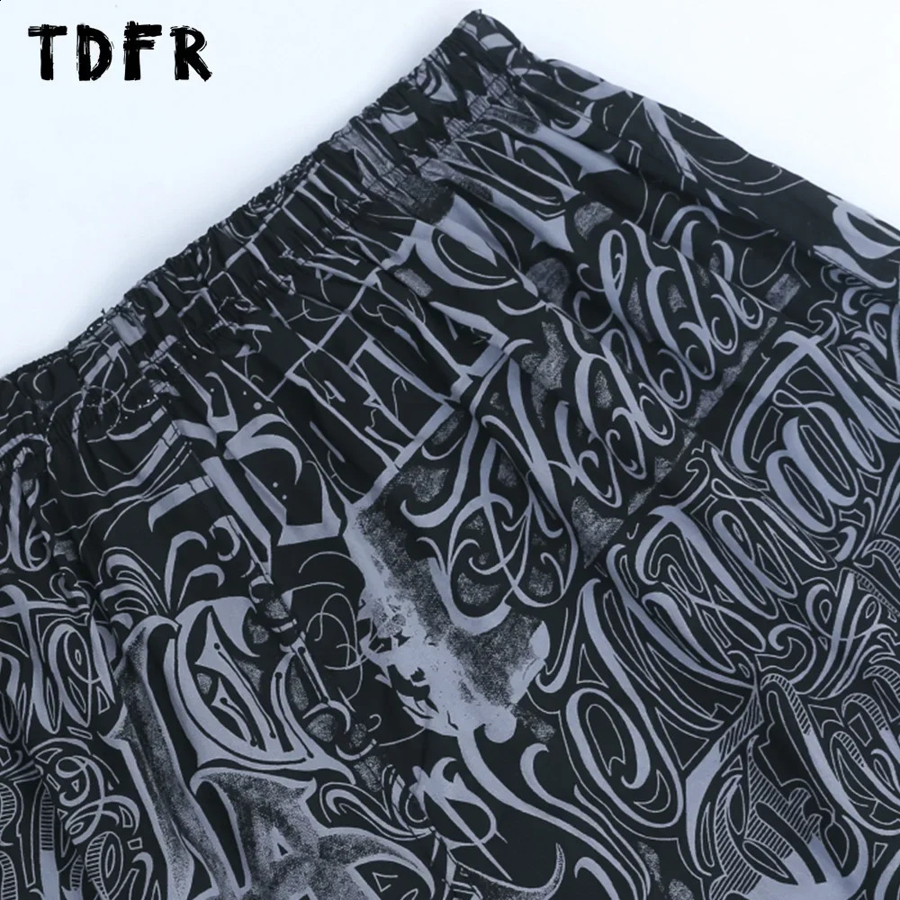 Full Print Casual Shorts Mens Summer Chicano style Streetwear Loose Wide Leg Elastic Waist Short Pants Men 250107