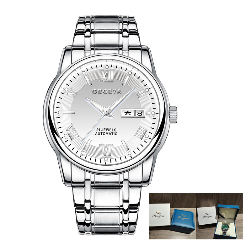Trendy Waterproof Day Date Automatic Mechanical Watch for Men