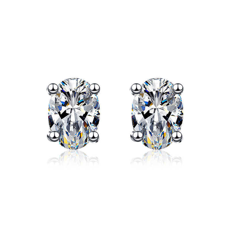 Oval Moissanite Stud Earrings For Women 925 Sterling Silver Sparkling Diamond Earring Wedding Jewelry