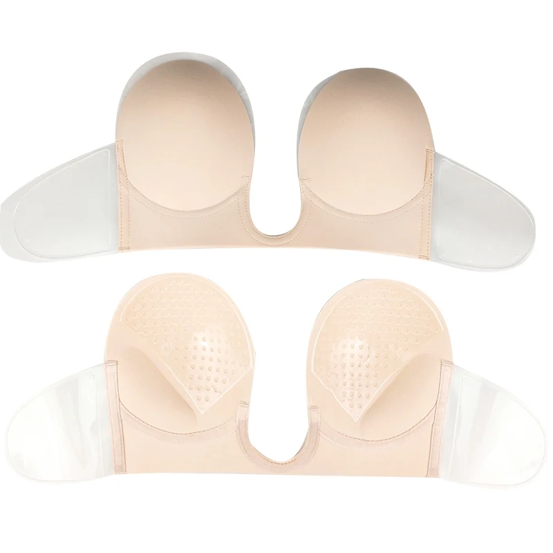 Women's Strapless Bras Invisible Push Up Bra Silicone Brassiere Deep U Underwear Dress Wedding Party Sticky Self-adhesive