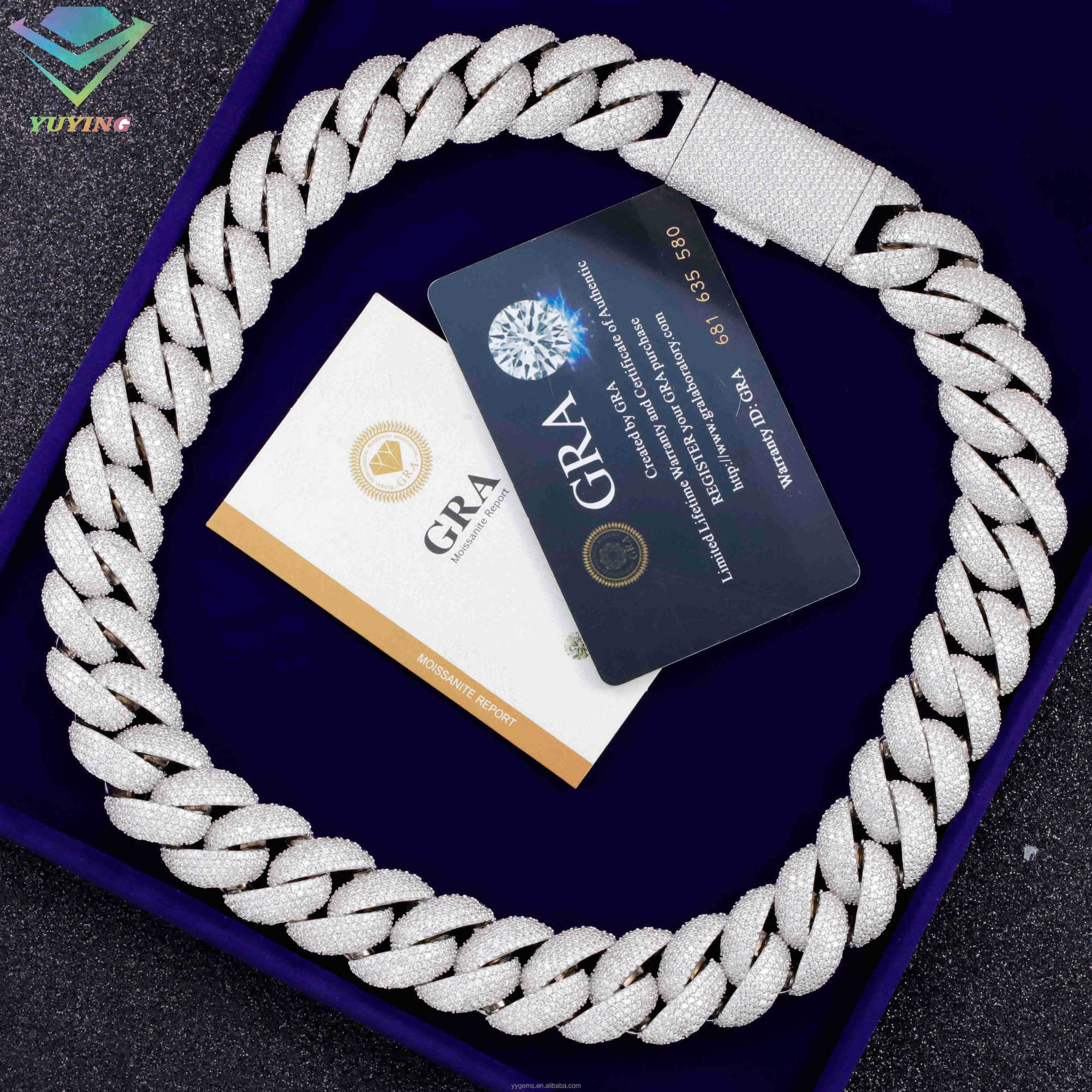 22mm Heavy Mossanite Jewelry For Men S Solid Sier Hip Hop Necklace VVS Moissanite Cuban Link Chain