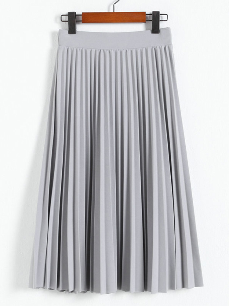 Spring and Autumn New Fashion Women's High Waist Pleated Solid Color Half Length Elastic Skirt Promotions Lady Black Pink