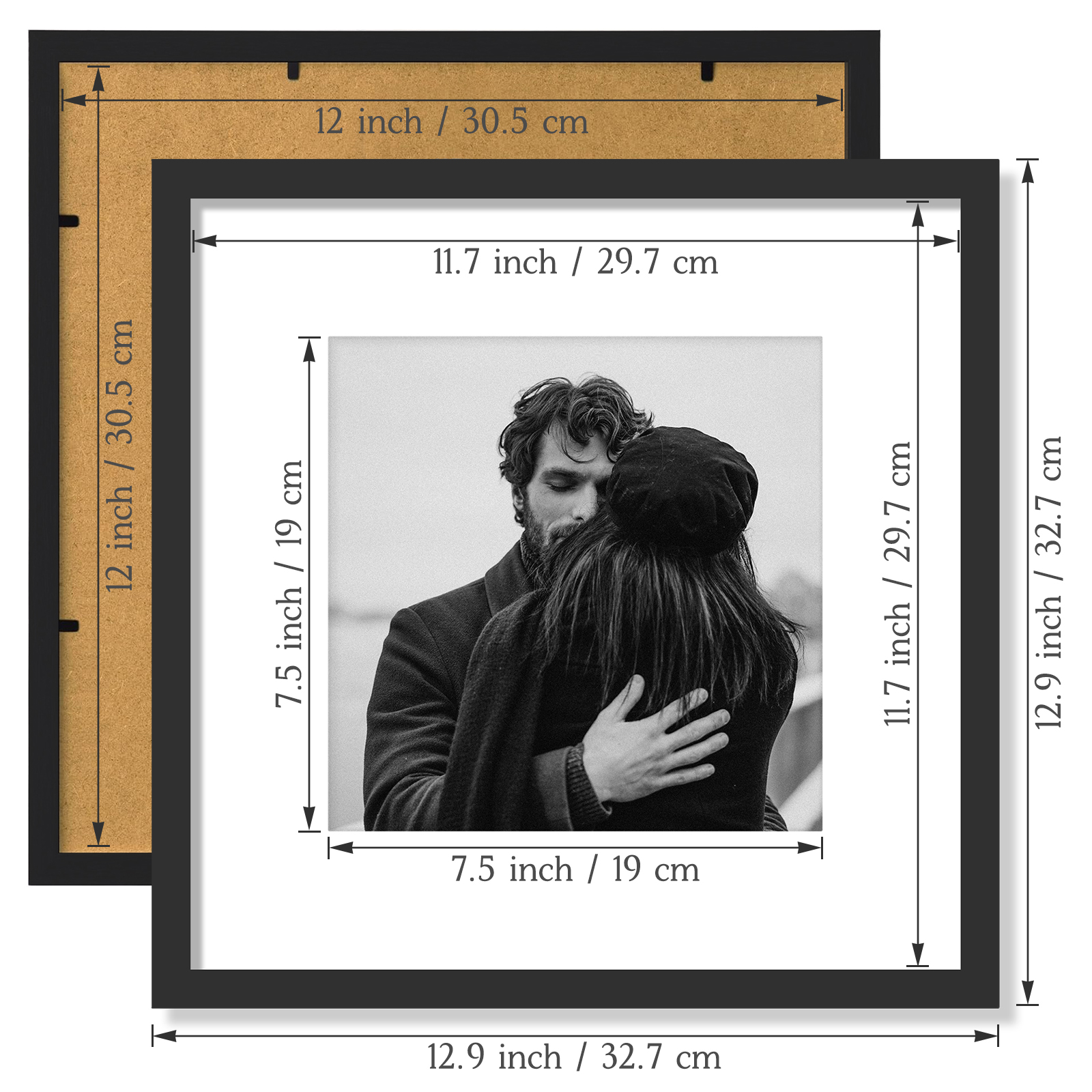 1/3pcs Frame, Display Picture 8x8 With Mat Or 12x12 Without Mat, Multi Collage Gallery Square Photo Frame For Wall H260306