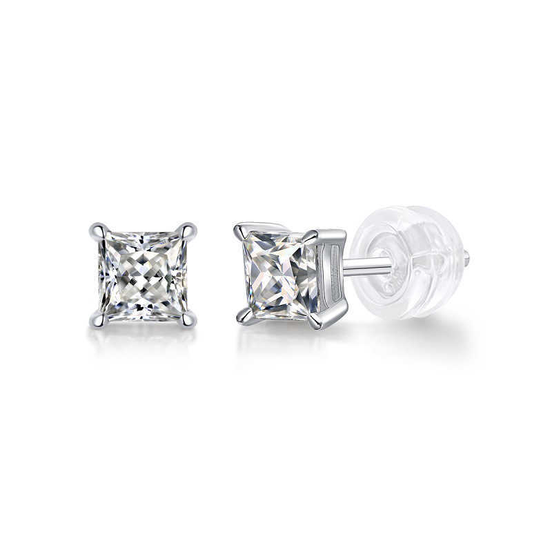 S925 Sterling Silver Moissanite Earrings for Women Classic Simple Fashion Plating 18K White Gold Stud Earrings Jewelry Wholesale