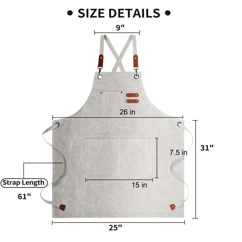 Household Canvas Apron Oil-proof Can Wipe Hands Kitchen CookingMen Women Adult With Tool Pockets Fashion Coffee Over apron