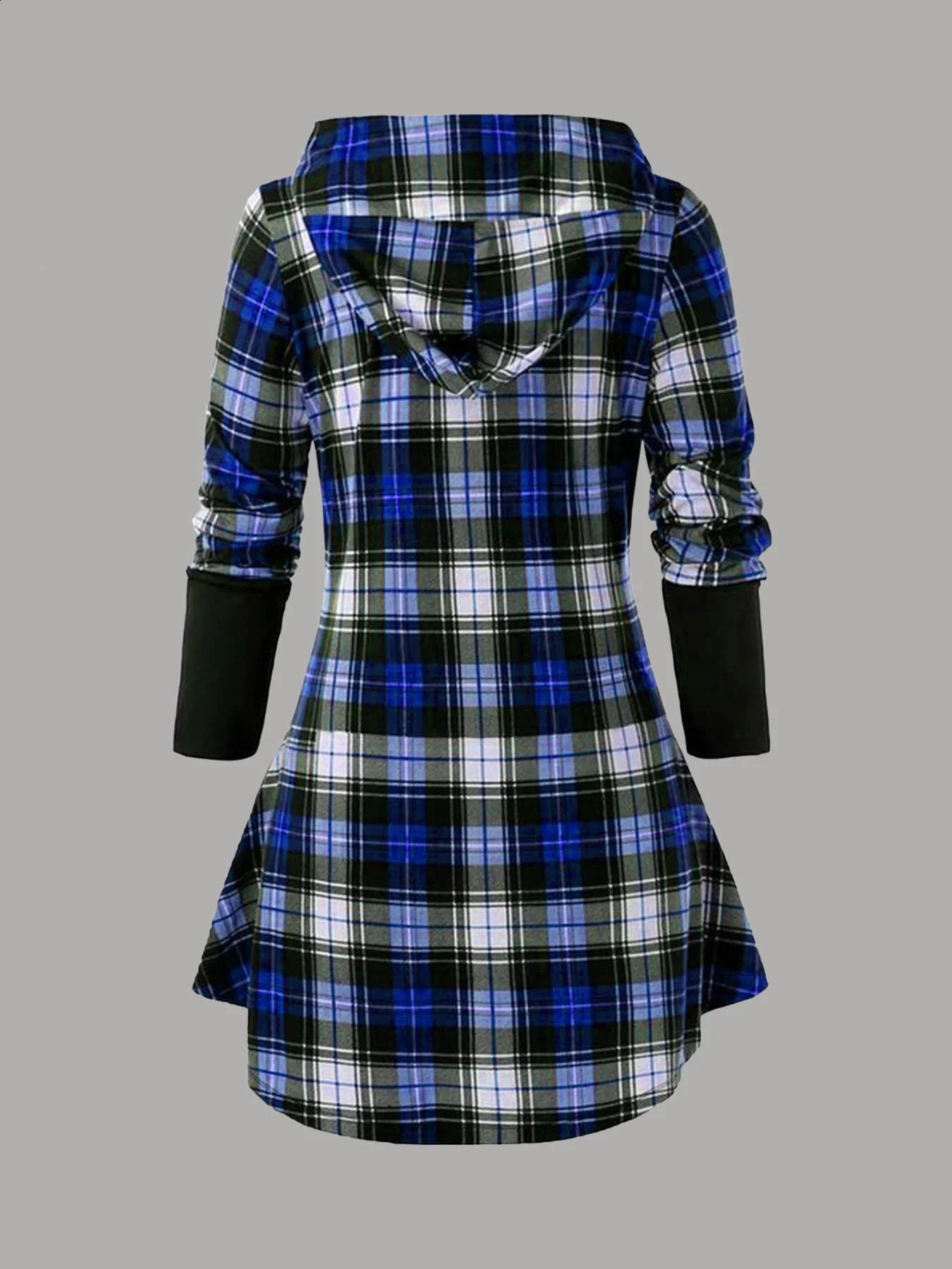 Women Plus Size Two Piece Set Hooded Plaid Print Patchwork Tops and High Waist Leggings Matching Long Sleeve Autumn Outfit 250106