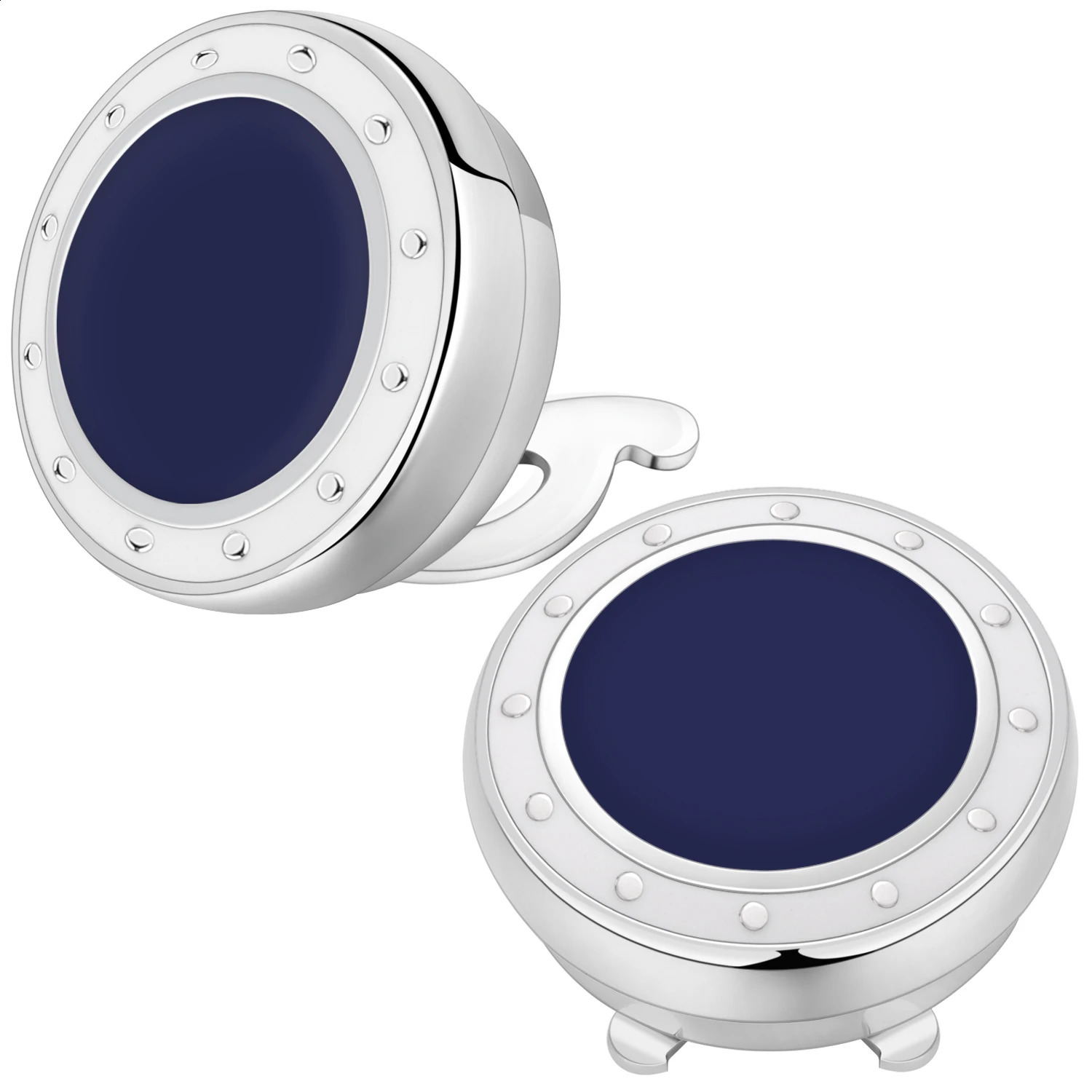 TAIGRAMA Blue Black Enamel Cufflinks Button Cover for Men shirts Mens Wedding Dress Cover Buttons Jewelry Elegance Cuff Links 250107 L251024