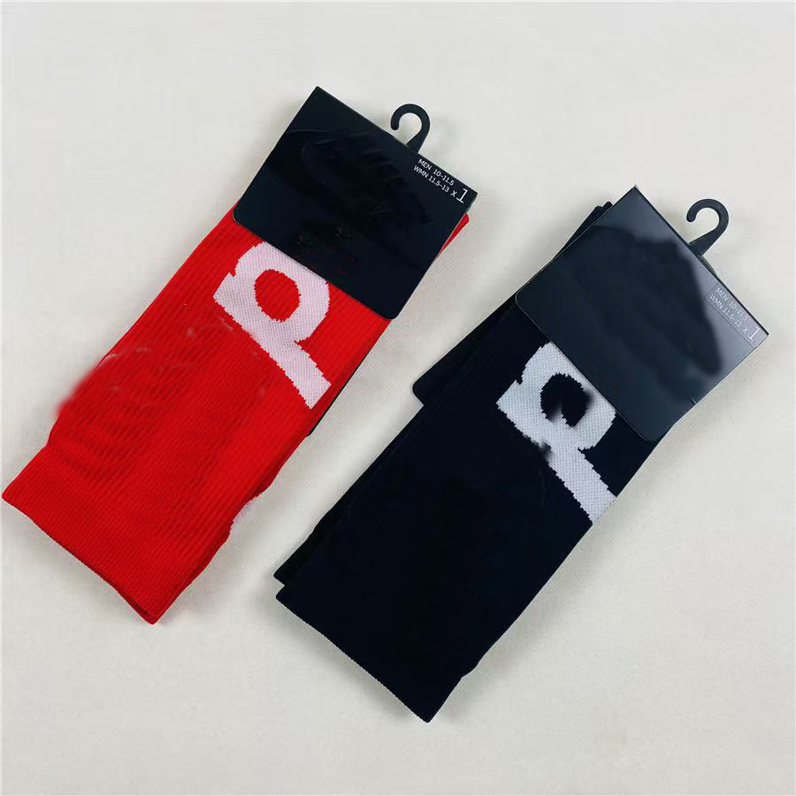 2025--Fashion Socks Casual Cotton Breathable Black red Skateboard Hip Hop Sock Sports Socks 2 colors