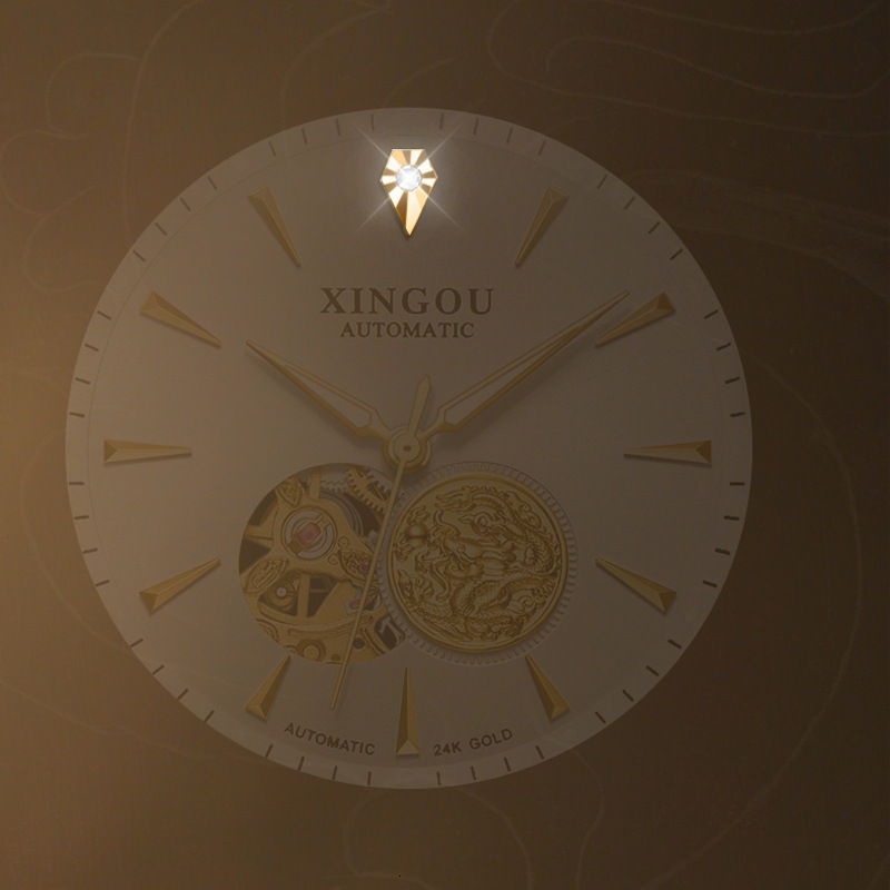 Luxury Skeleton Tourbillon Automatic Mechanical Watch with Night Glow and Waterproof Leather Strap for Men