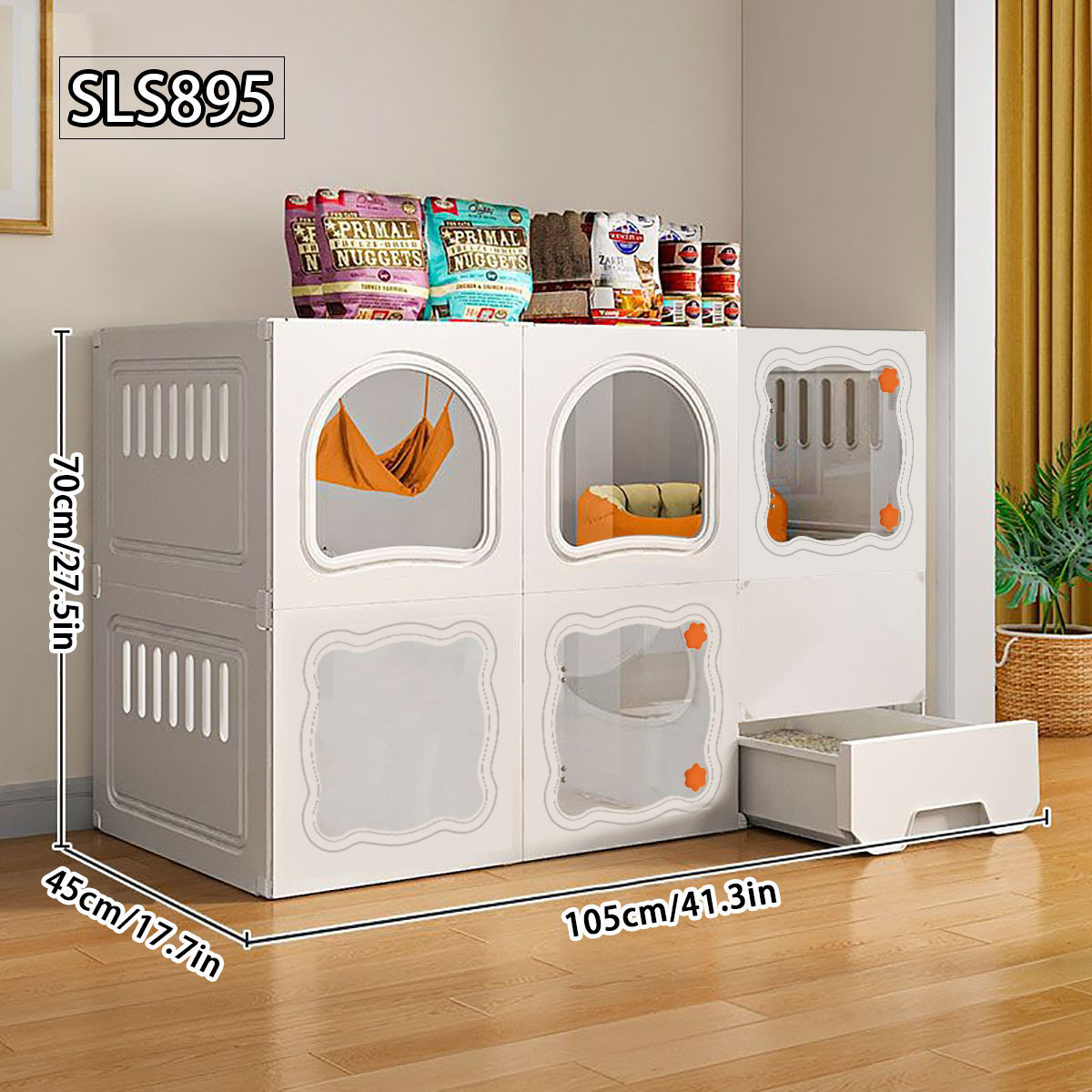 Durable Cat Habitat with Integrated Litter Tray - Ideal Indoor Cat Cage