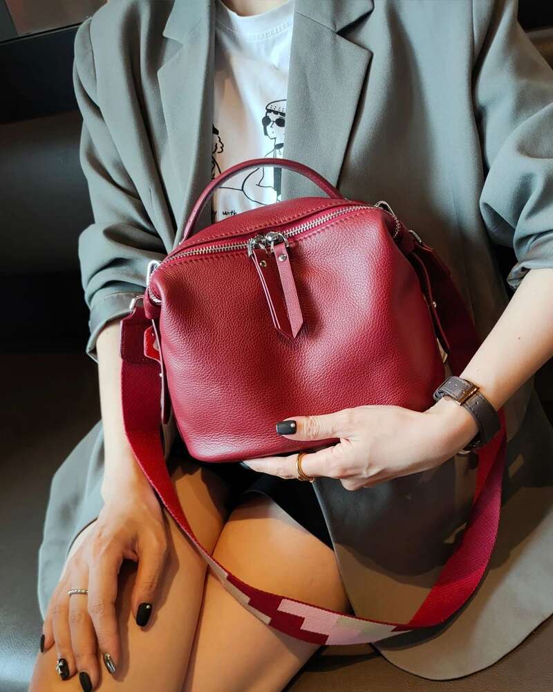 Genuine Leather Small Shoulder For Women Ladies Soft Handbag Purse With Tassels Female Casual Messenger Crossbody Bag Blue