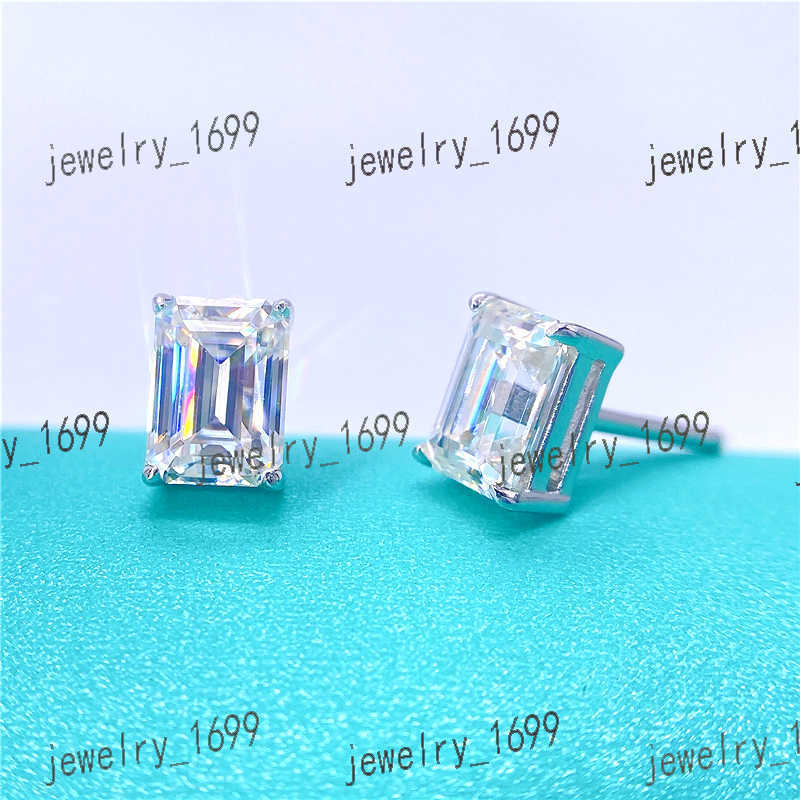 Best Shining Moissanite Earrings VVS S925 Emerald Cut Stud Moissanite Earrings