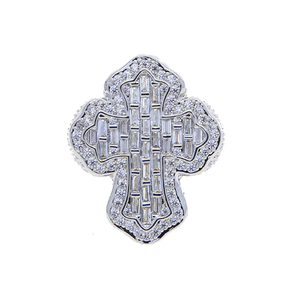 Wind Hip Hop Full Dia Cross Zircon Ring Trendy Platinum Rose Gold