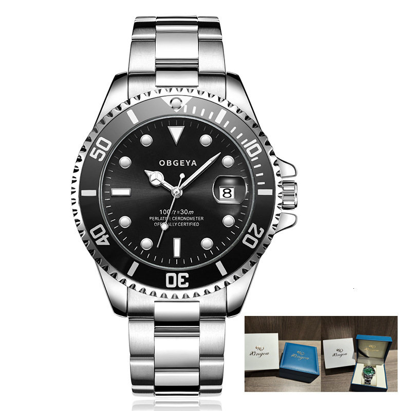 Men's Elegant Mechanical Watch with Large Dial, 30M Waterproof, and Stainless Steel Band