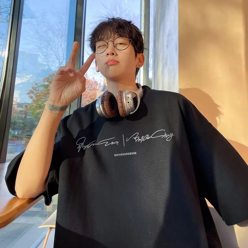 Mens Oversized T-shirts White 5XL Cotton T Shirt for Men Casual Summer Wear Letter Print Fashion Tee Shirts Men Clothing 250109