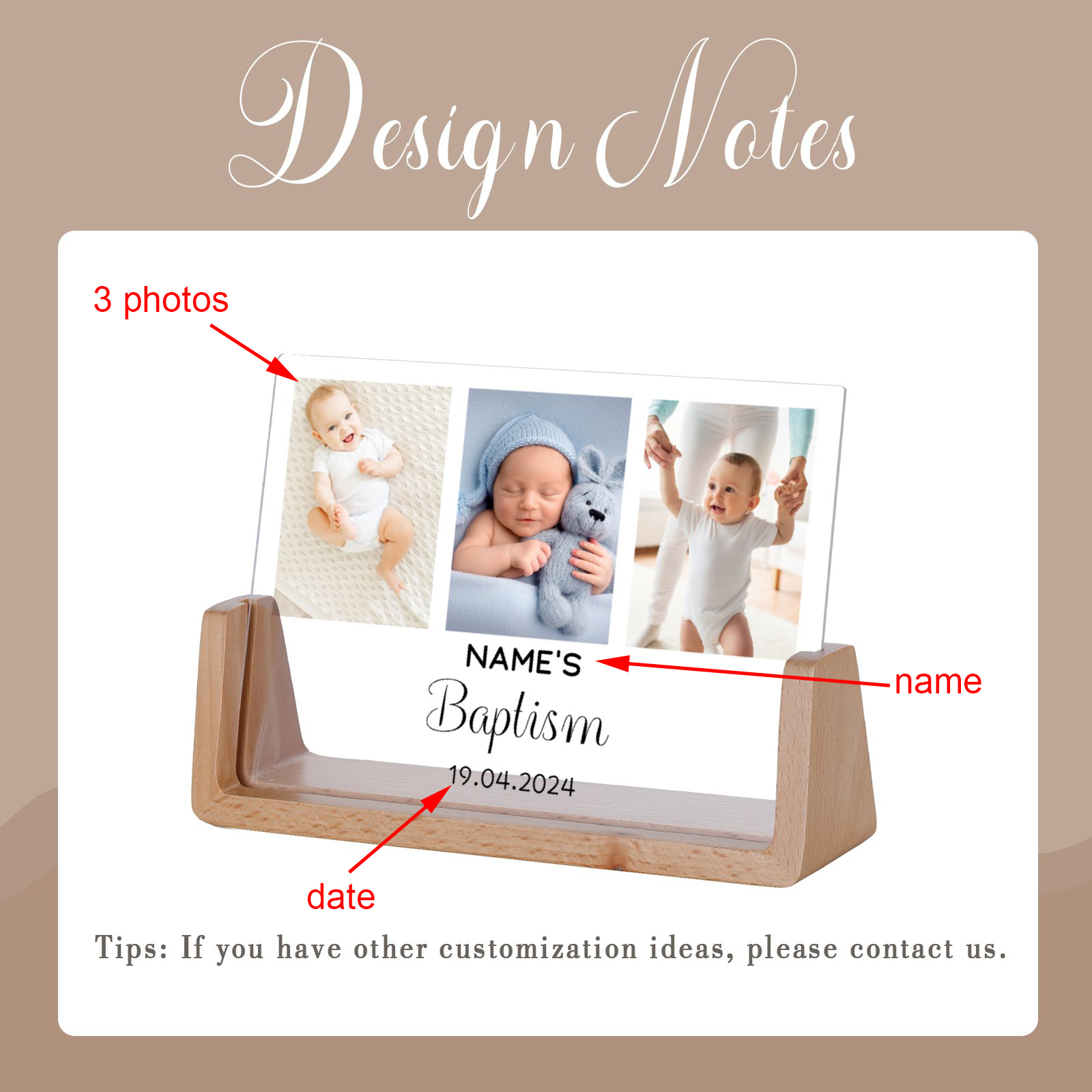 Custom Baby Photo Frame Birthday Baptism Gift Newborn Parent Personalised Bedroom Nursery Decor Picture Frames for Boy Girl H260306