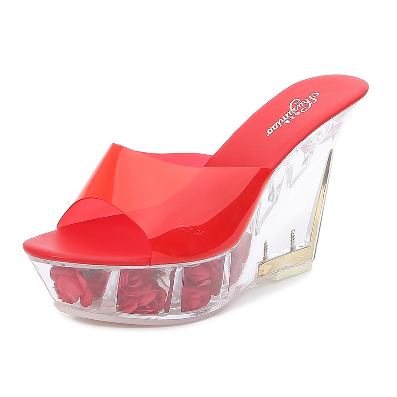 LTARTA 10Cm Sexy Nightclub High Heels Wer Heel Women's Catwalk Pole Dance Shoes Crystal Wedge Sandals Lfd-1101-8