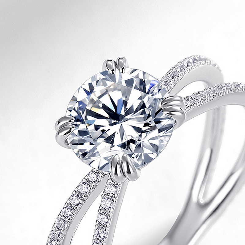 Jewelry Certificate Diamond Moissanite Ring 1ct Round Shape Gemstone For Women Wedding 925 Sterling Silver Fashion Fine Jewelry