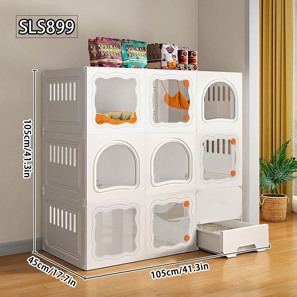 Durable Cat Habitat with Integrated Litter Tray - Ideal Indoor Cat Cage