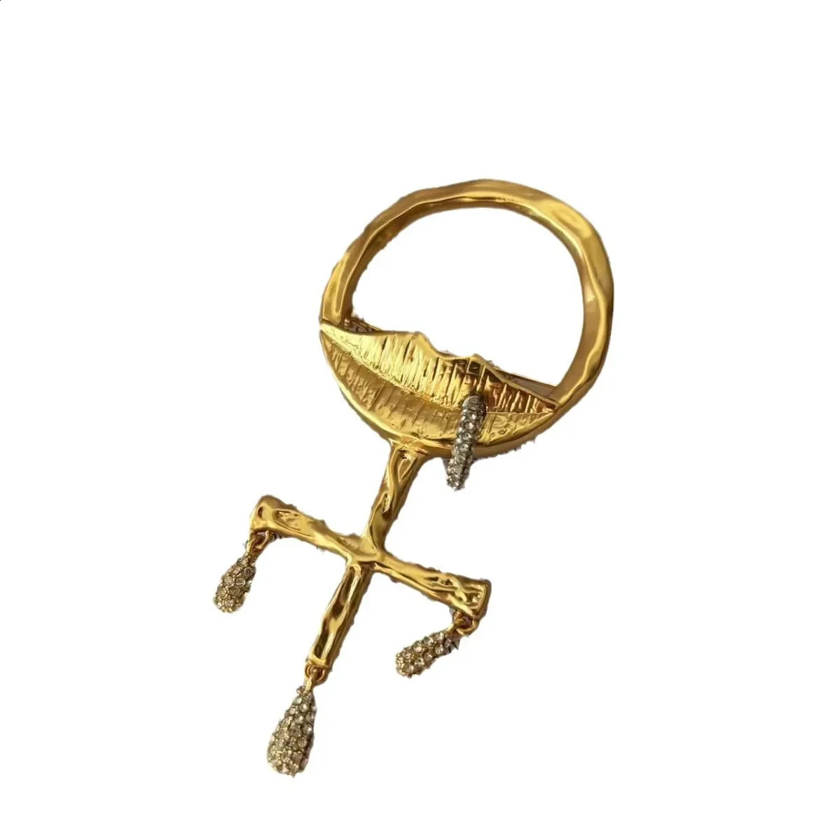 Fashion Trends Literary and Elegant Stars with The Same Facial Features Series Exaggerated Abstract Mouth Rhinestone Brooch 250103