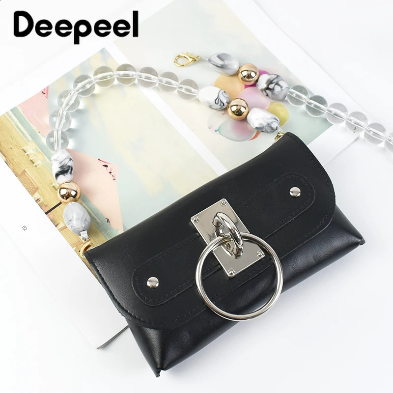 Deepeel 43-46cm Retro Acrylic Handbag Shoulder Strap Pearl Resin Stone Chain Lower Arm Bag Replacement Handle DIY Accessories 250109