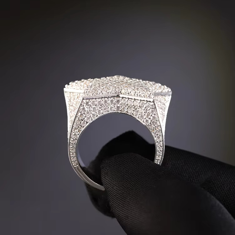 RTS Hip Hop Jewelry Mossanite Star Sterg Sier For Men Women VVS Lab Moissanite Dia Cuban Ring