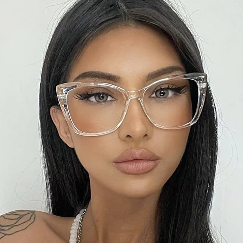 Fashion Sexy Transparent Frame Cat Eye Antiblue Glasse Vintage Optical Computer Eyeglasses Female Spectacles 250110