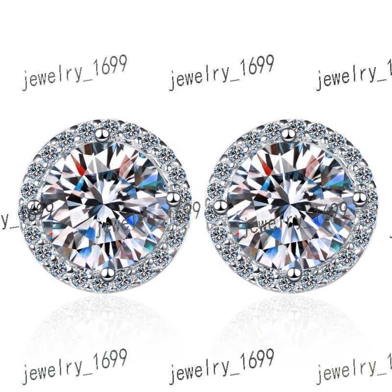 fashion stud earrings 0.5CT 1Ct Round Cut Diamond White 18K Gold plated Moissanite Stud earrings for women