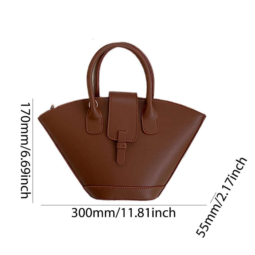 Designer Shoulder PU Leather Fashion Handbag Large Capacity Trendy Crossbody Fan-Shaped Bucket Bag For Women