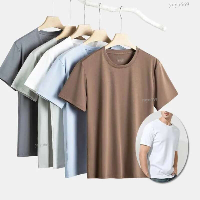Men's T-Shirts Pima Mercerized Cotton Tshirt Men Short Sleeve Tagless Midweight Round Neck Tops Tees Basic White Plain T Shirt Fitness Brand z240