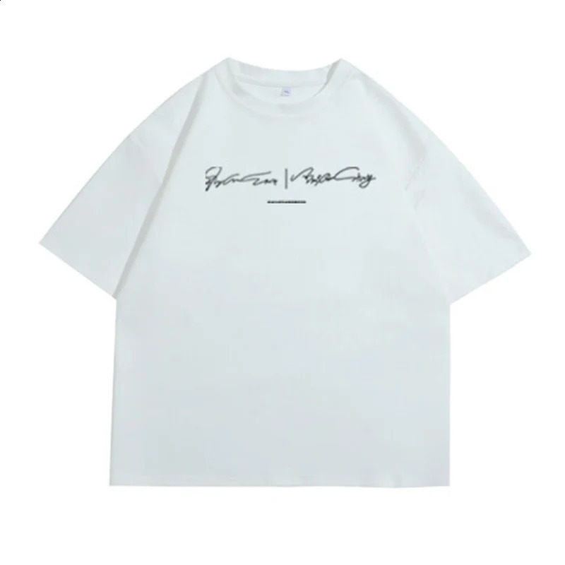 Mens Oversized T-shirts White 5XL Cotton T Shirt for Men Casual Summer Wear Letter Print Fashion Tee Shirts Men Clothing 250109