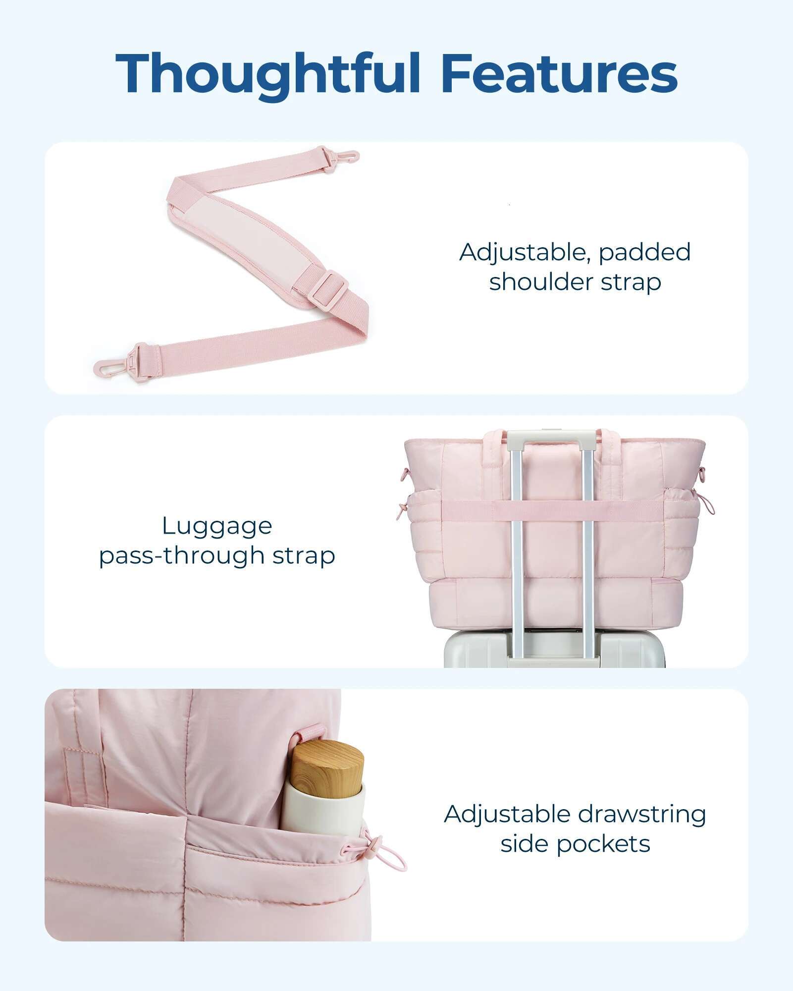 BAGAMRT Puffy Shoulder Tote Bag Large Capacity Quilted Crossbody Handbag 2Pc Travel Lage Womens Fiess Bags