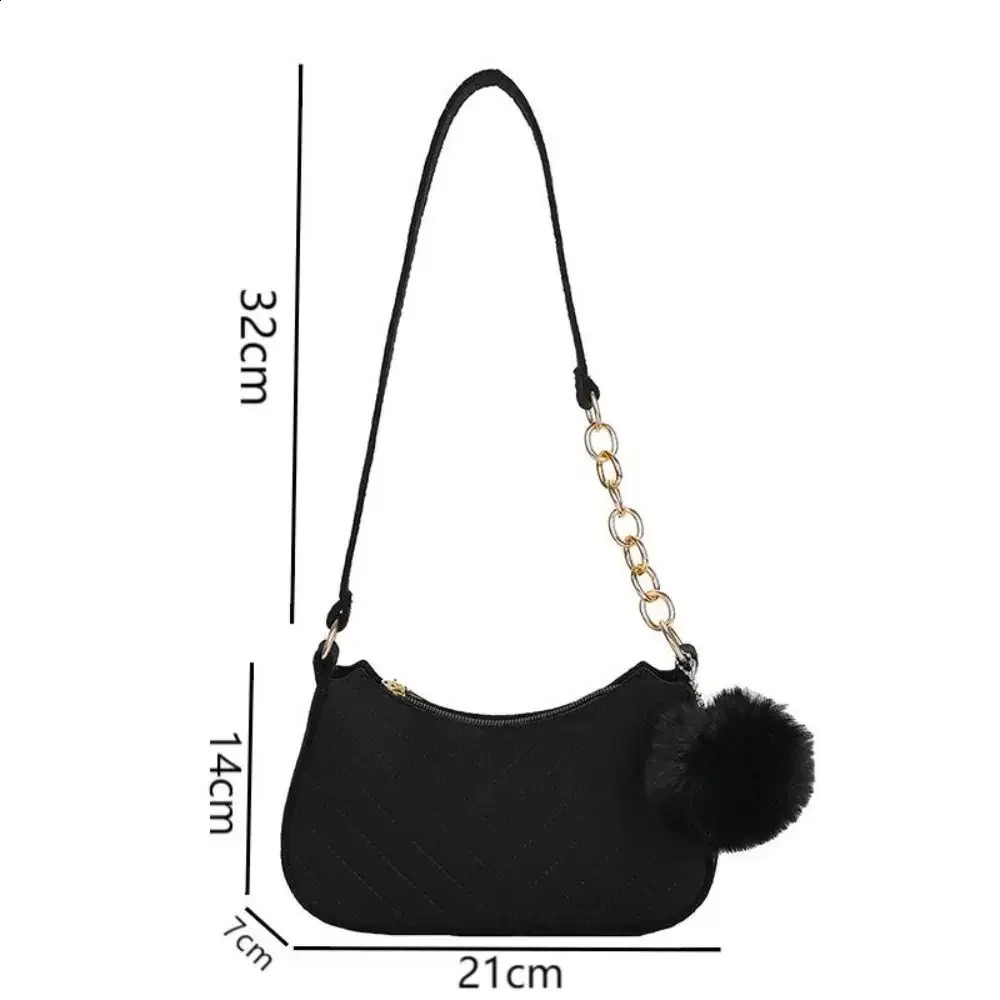 Fashion Women Handbag Solid Color Casual Mini Underarm Bag Female Chain Shoulder Pouch Ladies Felt Tote Bag 250106