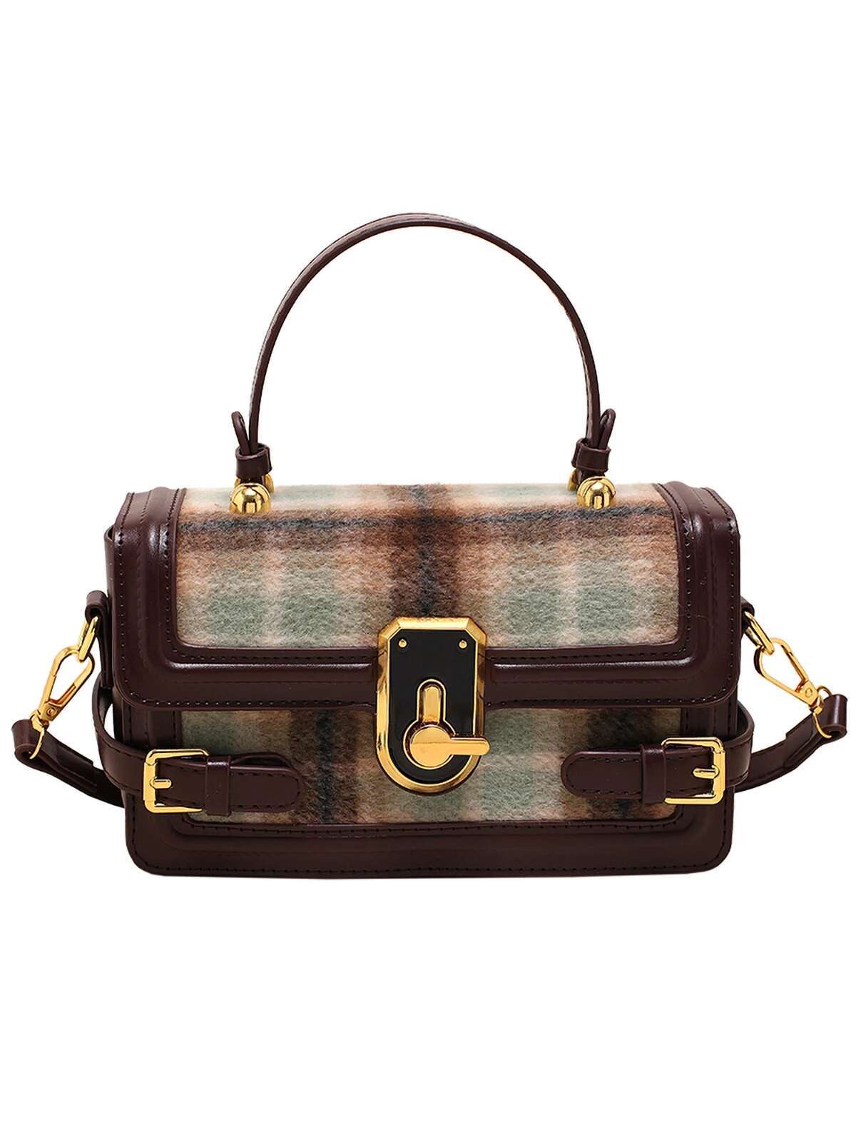 Autumn Winter Contrast Color Woolen Bag New Women's Versatile Shoulder Crossbody Bags Fashion Commute Square Handbags