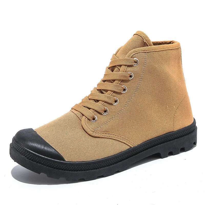 Tongue one-piece high-top boots anti-collision outdoor mountaineering leisure sports men's canvas shoes M011