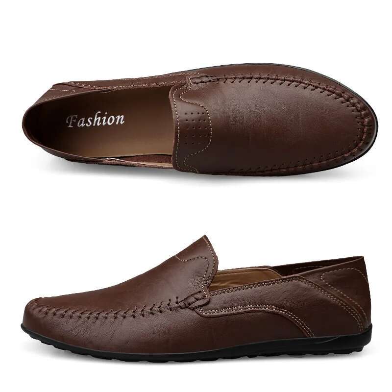 Genuine Leather Mens Casual Brand Soft Men Loafers Moccasins Breathable Slip On Male Boat Shoes Plus Size 37-47