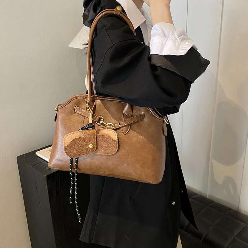 LEFTSIDE PU Leather Tote Bags For Women Winter New Trend Y2k Korean Fashion Female Shoulder Crossbody Bag Lady Handbags