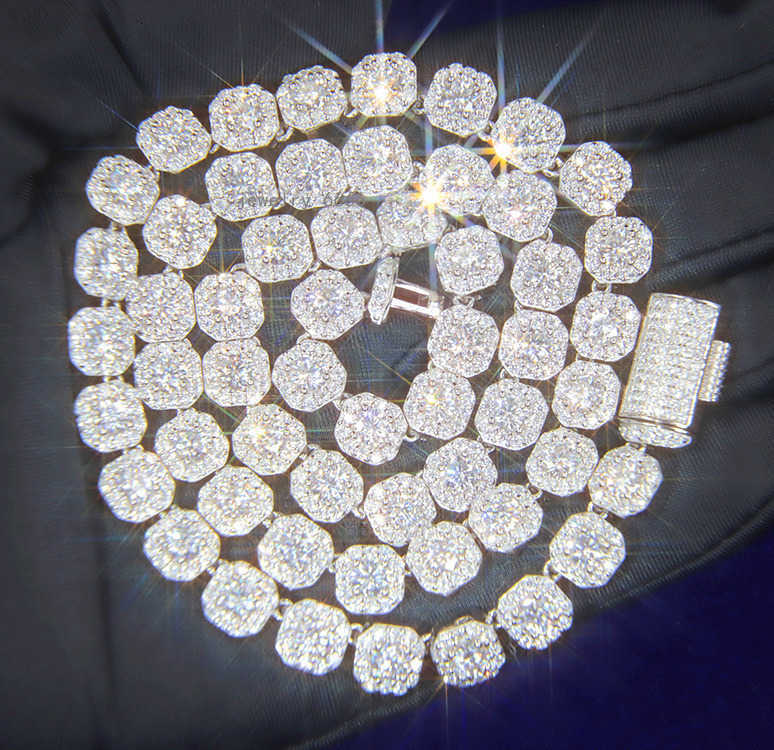 Custom d Vvs Moissanite Diamond Cuban Link Chain S925 Silver 8mm 12mm Large Tennis Chain Solid Back Hiphop Necklace