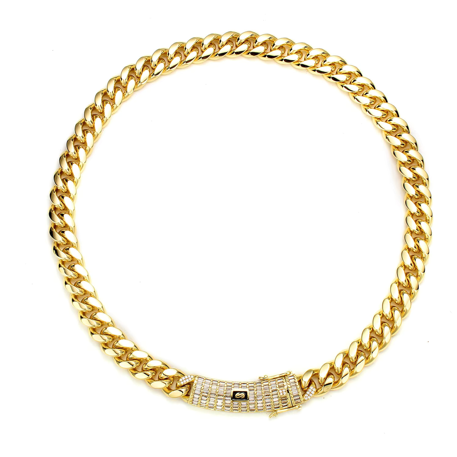 Hot Sale Monaco 14k Gold Plated Men Iced Out Bracelet Miami Cuban k Chain Stainless Steel Necklace