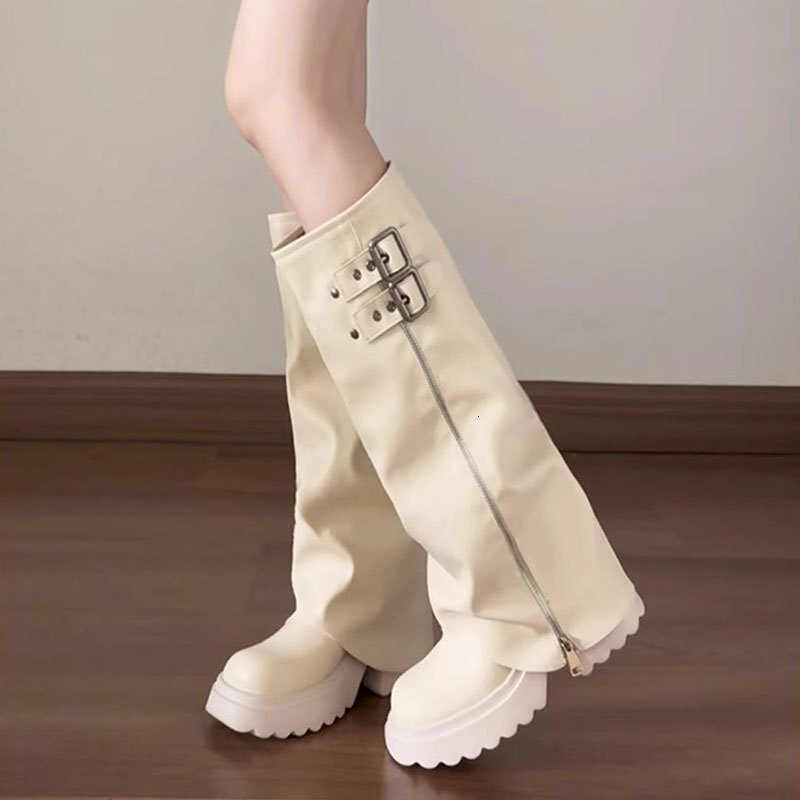 2024 New Autumn Collection Of Short For Women, Thick Soled But Not Over Knee Long Boots, Sponge Bottom Pants, Tube Knight Boots
