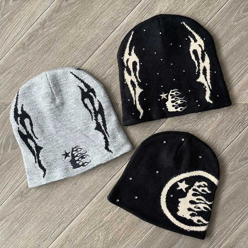 Beanie/Skull Caps Studios Sports Flame Beanie Knitted Casual Wool Cold Hat H250113 GTJV