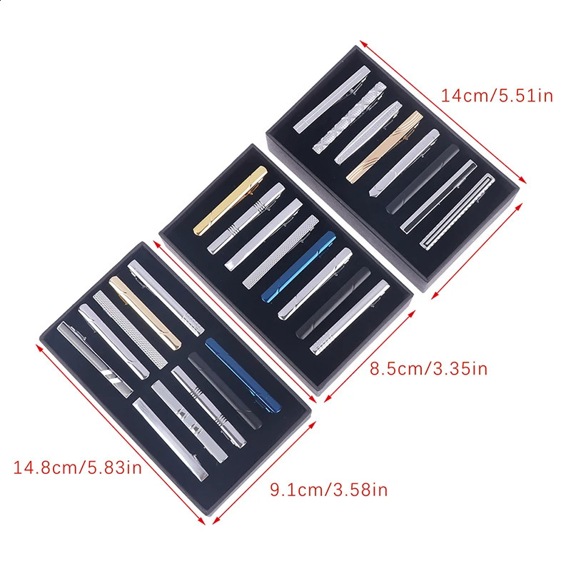 8Pc/10PC Exquisite Metal Tie Clip Set With Gift Box Wedding Guest Gift Man Tie Clip Men Gift Business Jewelry For Husband 250107