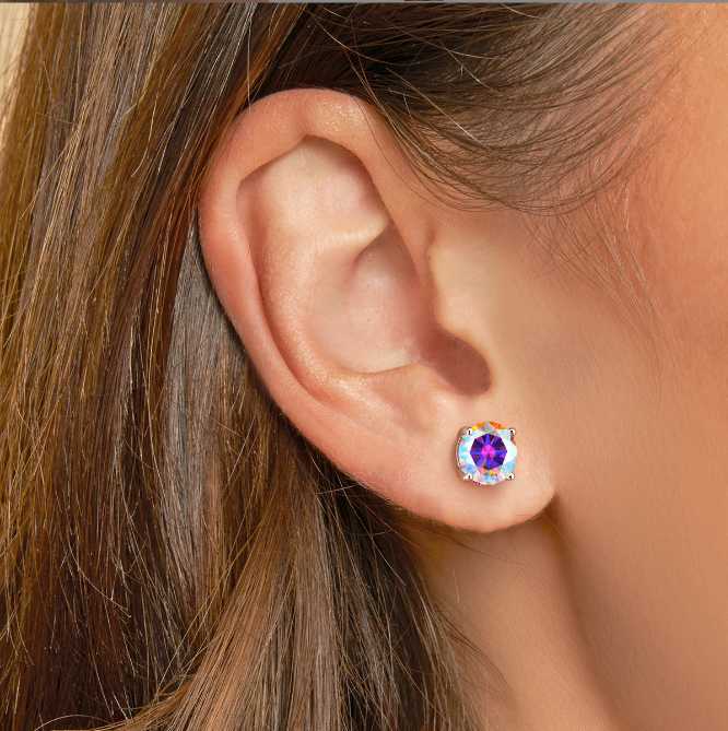 Pass Diamond Tester Moon Moissanite S925 Silver 1CT VVS D Color Diamond Hiphop Stud Earrings For Men Women