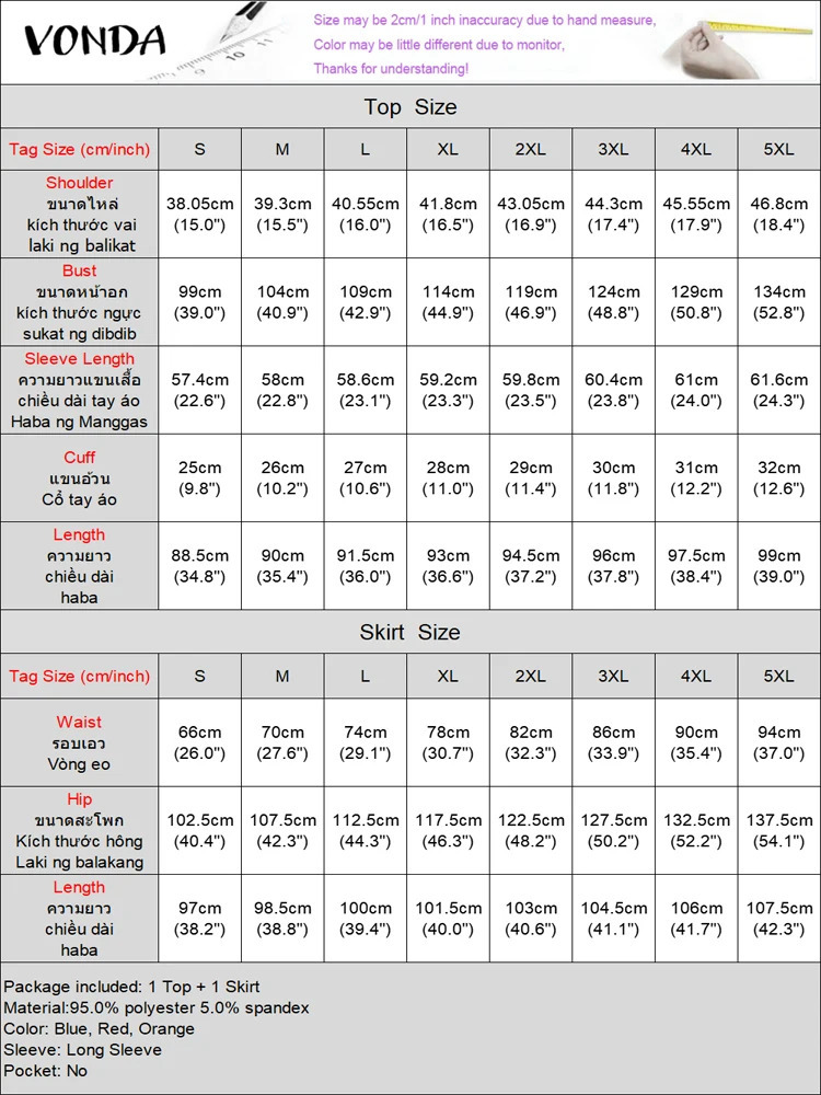 Plus Size 5XL VONDA Printed Outfit Sets 2024 Bohemian Elegant Long Sleeve TopHalf Skirt TwoPiece Casual Loose Suit 250106