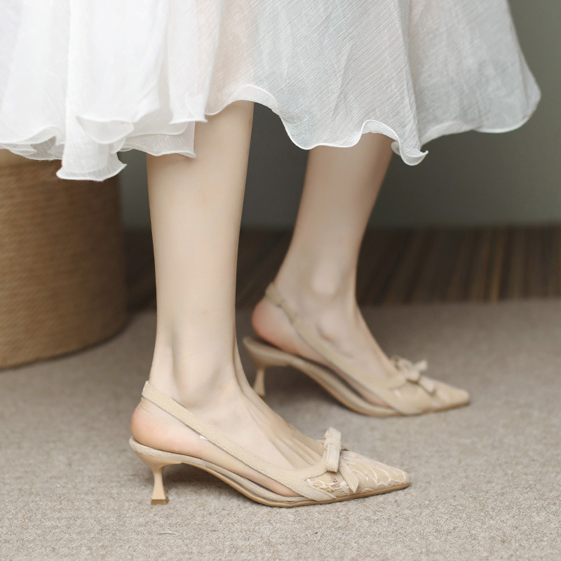 Free Shipping new designer heels Dress Shoes Slippers for womans Bow lace high heel sandals woman 5c4f 102
