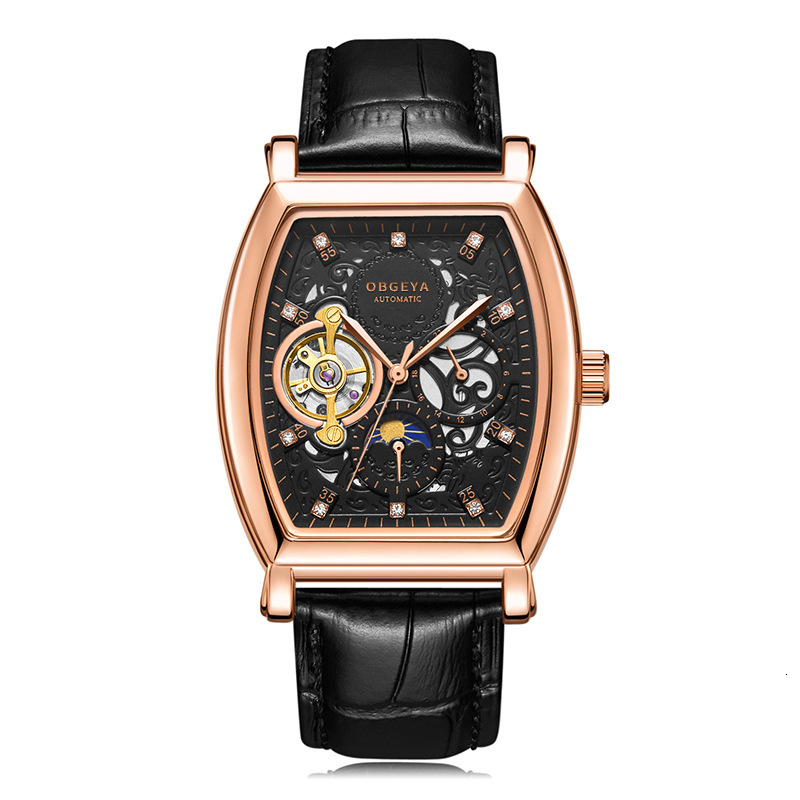 Business Leather Strap Waterproof Mechanical Watch for Men